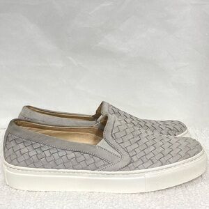 M. GEMÍ Womens Grey Leather Weave Slip On Loafer Made In Italy Shoes SZ EU 39.5